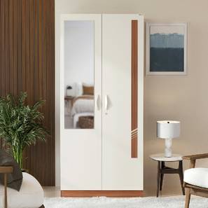 Wardrobes Design Andrie Engineered Wood 2 Door Wardrobe With Mirror in White & Walnut Finish