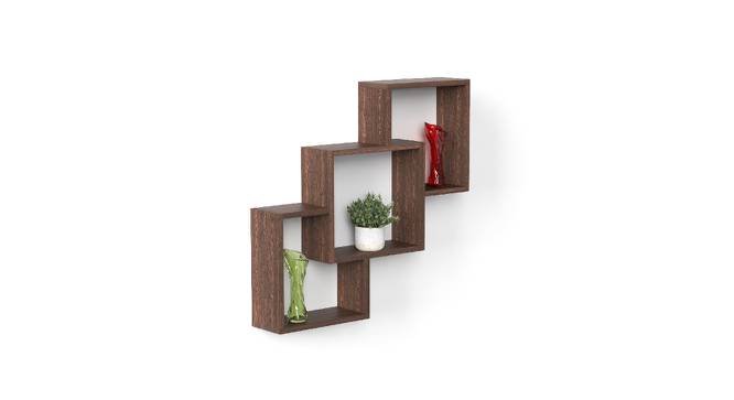BLUEWUD Grubbin Engineered Wood Wall Shelf, Display Rack, 3 Shelves (Wenge)… (Wenge Finish) by Urban Ladder - Front View Design 1 - 678867