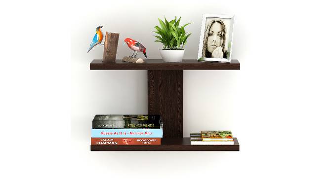 BLUEWUD Stellar Plus Engineered Wood Wall Decor Shelf, Display Rack, 2 Shelves (Wenge) (Wenge Finish) by Urban Ladder - Front View Design 1 - 678877