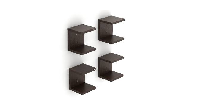 BLUEWUD Alvin Engineered Wood Wall Mount Book Shelf Rack, Smart Bookcase, Set of 4 (Wenge) (Wenge Finish) by Urban Ladder - Front View Design 1 - 678883