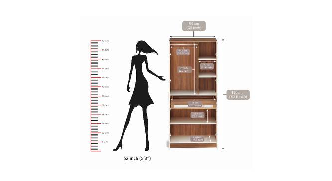 Bluewud Andrie Engineered Wood 2 Door Wardrobe with Mirror and Drawer, (Walnut & White) (With Mirror, With Drawer Configuration, White & Walnut Finish) by Urban Ladder - Design 1 Dimension - 678919