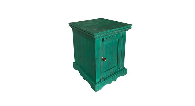 Queens Sheesham Wood Bedside Table in Antique Green Finish (Antique Finish) by Urban Ladder - Front View Design 1 - 679059