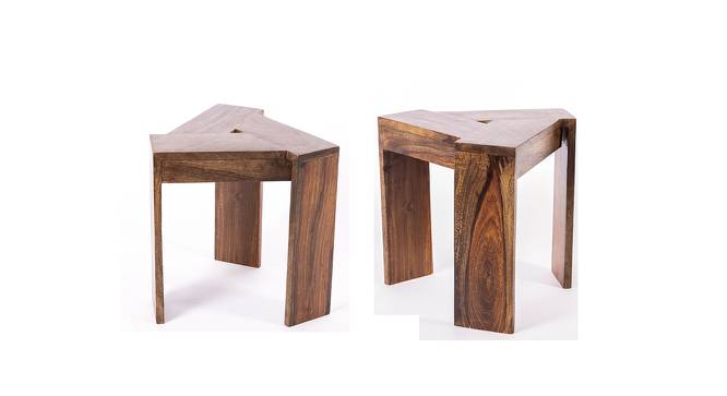 Avina Sheesham Wood Set of 2 End Tables / Tea Tables in Teak Finish (Teak Finish) by Urban Ladder - Front View Design 1 - 679060