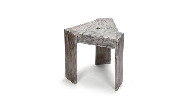 Avina Sheesham Wood End Table / Tea Table in Rustic Grey Matte Finish (Matte Finish) by Urban Ladder - Front View Design 1 - 679062