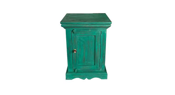 Queens Sheesham Wood Bedside Table in Antique Green Finish (Antique Finish) by Urban Ladder - Design 1 Side View - 679075