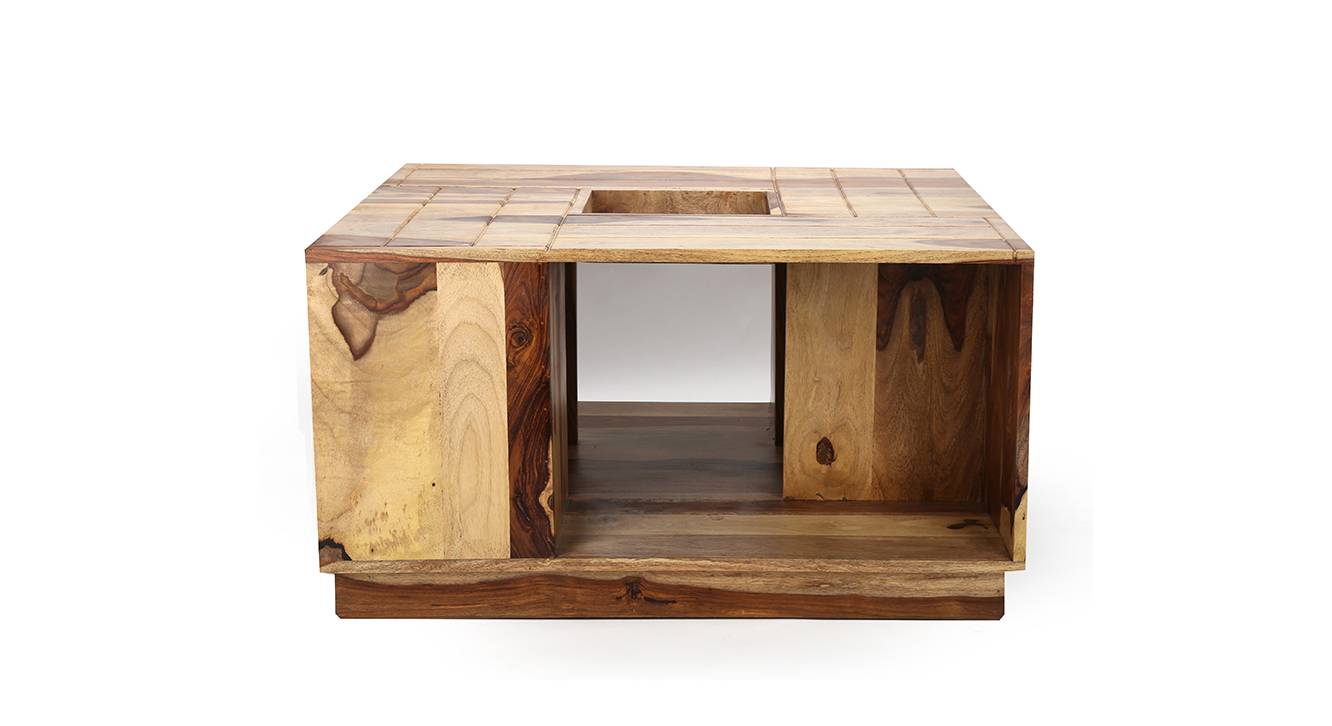 Wayne Square Solid Wood Coffee Table in Dark Walnut Finish Urban Ladder