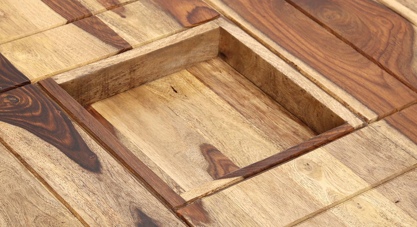 Wayne Square Solid Wood Coffee Table in Dark Walnut Finish Urban Ladder