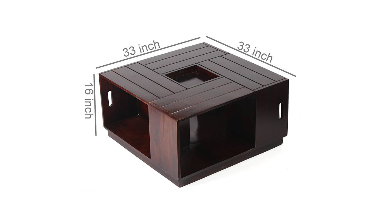 Wayne Square Solid Wood Coffee Table in Dark Walnut Finish Urban Ladder