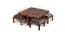 Palladio Sheesham Wood Coffee Table with 4 Stools Set in Teak Finish & Iron Grey Velvet fabric Cushions (Teak Finish) by Urban Ladder - Front View Design 1 - 679164