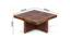 Palladio Sheesham Wood Coffee Table with 4 Stools Set in Teak Finish & Iron Grey Velvet fabric Cushions (Teak Finish) by Urban Ladder - Design 1 Dimension - 679220
