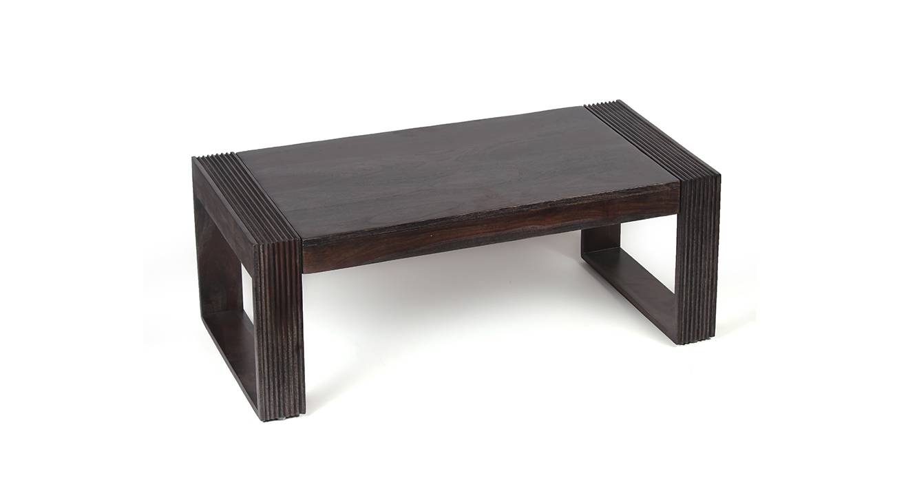 Hudson Rectangular Solid Wood Coffee Table in Mahogany Finish Urban Ladder