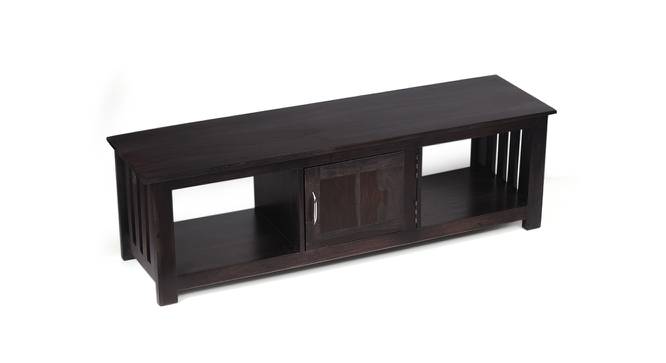 Lisbon Solid Wood Ottoman Pouffee in Textured Cyan Blue Jackard fabric (Brown) by Urban Ladder - Front View Design 1 - 679359