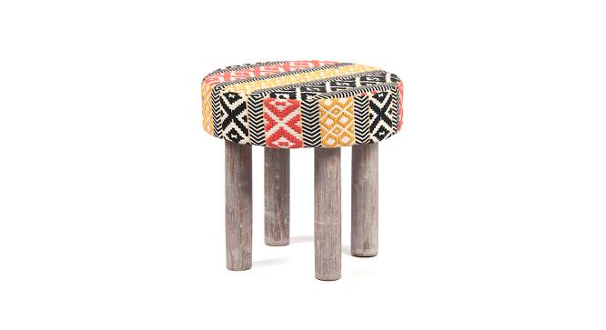 Kingsville Solid Wood Stool in Stripe Multi Colour Jackard fabric (Multicoloured) by Urban Ladder - Front View Design 1 - 679366