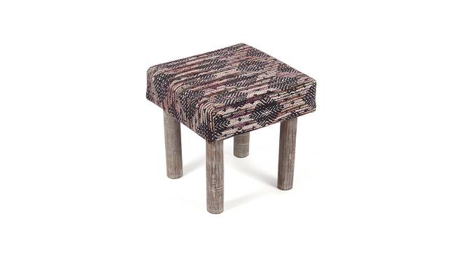 Lisbone Solid Wood Stool in Black Diamond Jackard fabric (Multicoloured) by Urban Ladder - Front View Design 1 - 679367