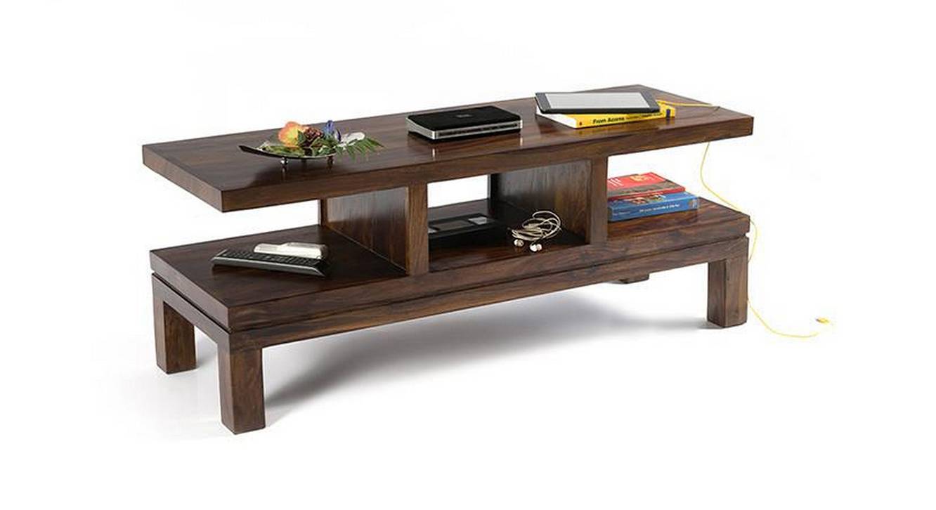 Allen Solid Wood Free Standing TV Unit in Mahogany Finish Urban Ladder