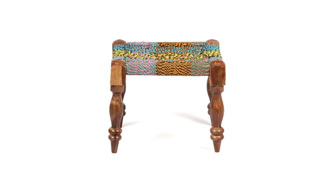 Riaza Sheesham Wood Maachi Stool in Natural Jute & Silver Rope Canning (Multicoloured) by Urban Ladder - Design 1 Side View - 679381