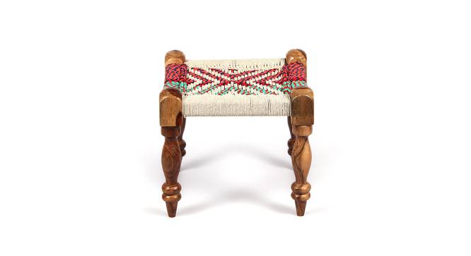 Riaza Sheesham Wood Maachi Stool in Natural Jute & Silver Rope Canning (Multicoloured) by Urban Ladder - Design 1 Side View - 679382