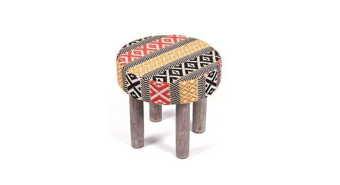 Kingsville Solid Wood Stool in Stripe Multi Colour Jackard fabric (Multicoloured) by Urban Ladder - Design 1 Side View - 679384