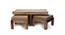 Irish Sheesham Wood Coffee Table with 2 Stools Set in Mahogany Finish & Turquoise Sea Velvet fabric Cushions (Teak Finish) by Urban Ladder - Design 1 Side View - 679389