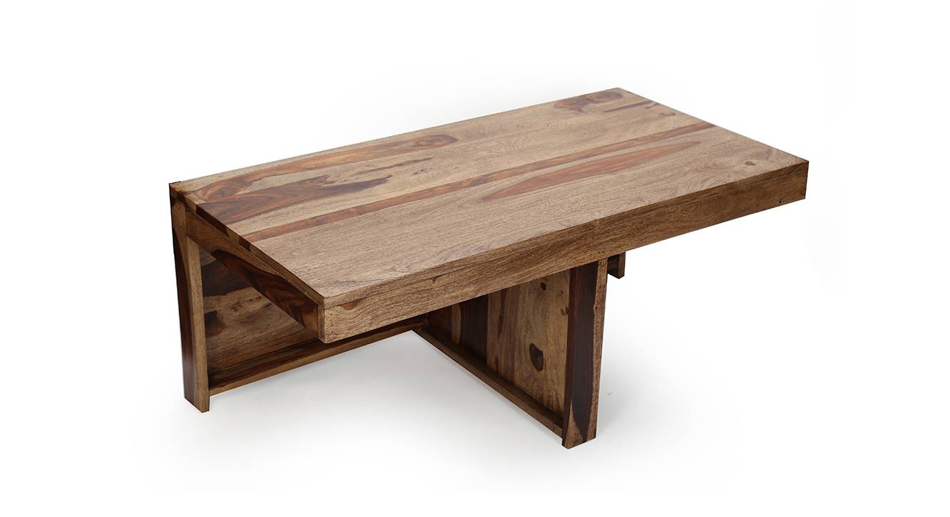 Irish Rectangular Solid Wood Coffee Table in Mahogany Finish Urban Ladder