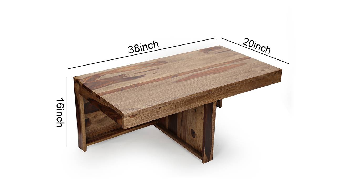 Irish Rectangular Solid Wood Coffee Table in Mahogany Finish Urban Ladder