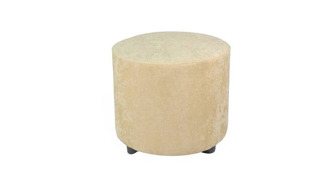 Lisbon Solid Wood Ottoman Pouffee in Textured Cyan Blue Jackard fabric (Beige) by Urban Ladder - Front View Design 1 - 679442