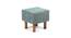 Verona Solid Wood Pouf Stool in Textured Cyan Blue Jackard fabric (Blue) by Urban Ladder - Front View Design 1 - 679444