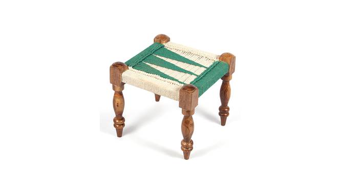 Riaza Sheesham Wood Maachi Stool in Natural Jute & Silver Rope Canning (Green) by Urban Ladder - Front View Design 1 - 679448