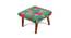 Queens Solid Wood Pouf Stool in Sea Green Fruit Print fabric (Green) by Urban Ladder - Front View Design 1 - 679450