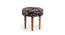 Nayla Solid Wood Stool in Textured Cyan Blue Jackard fabric (Black) by Urban Ladder - Front View Design 1 - 679453