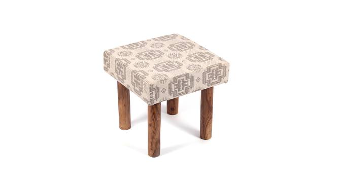 Kingsville Solid Wood Stool in Stripe Multi Colour Jackard fabric (Beige) by Urban Ladder - Front View Design 1 - 679454