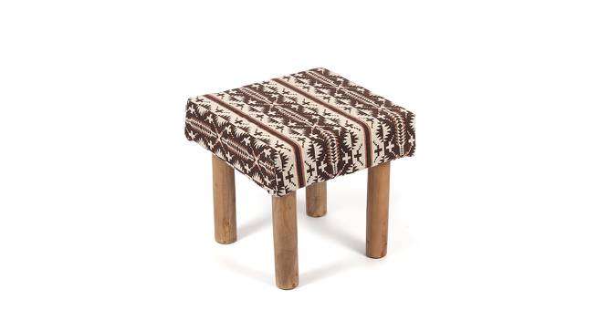 Kingsville Solid Wood Stool in Stripe Multi Colour Jackard fabric (Brown) by Urban Ladder - Front View Design 1 - 679455
