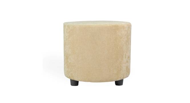 Lisbon Solid Wood Ottoman Pouffee in Textured Cyan Blue Jackard fabric (Beige) by Urban Ladder - Design 1 Side View - 679458