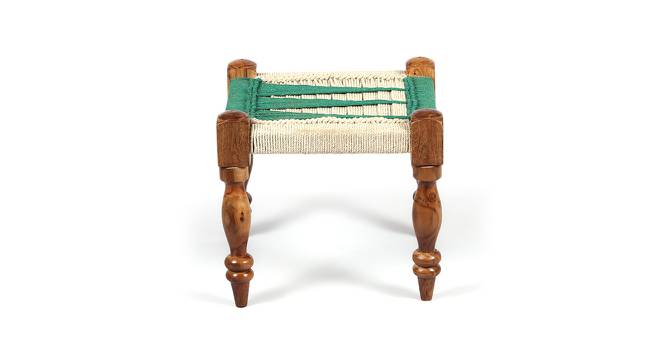 Riaza Sheesham Wood Maachi Stool in Natural Jute & Silver Rope Canning (Green) by Urban Ladder - Design 1 Side View - 679462