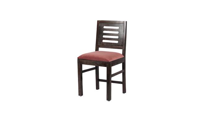 Rosslyn Sheesham Wood Set of 2 Dining Chairs in Mahogany Finish & Coral Pink Velvet Cushion Seat (Mahogany Finish, Set Of 2 Set) by Urban Ladder - Front View Design 1 - 679526