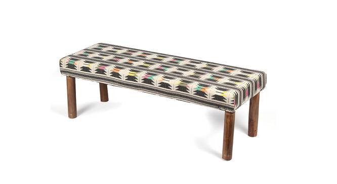 Asteria Solid Wood 2 Seater Bench in Stripe Multi Colour Jackard fabric (White) by Urban Ladder - Front View Design 1 - 679529