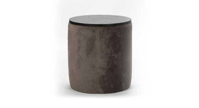 Wayne Solid Wood Ottoman Pouffee in Taupe Brown Velvet (Brown) by Urban Ladder - Front View Design 1 - 679533