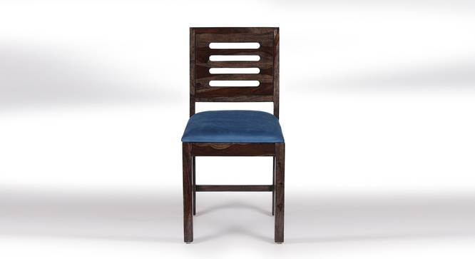 Rosslyn Sheesham Wood Set of 2 Dining Chairs in Mahogany Finish & Navy Blue Velvet Cushion Seat (Mahogany Finish, Set of 1 Set) by Urban Ladder - Design 1 Side View - 679540