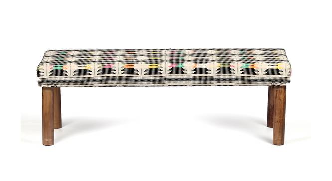 Asteria Solid Wood 2 Seater Bench in Stripe Multi Colour Jackard fabric (White) by Urban Ladder - Design 1 Side View - 679546
