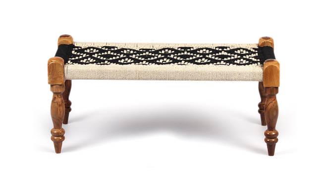 Oakville Sheesham Wood 2 Seater Maachi Bench in Assorted Multi-Colour Chindi & Yellow Rope Canning (White) by Urban Ladder - Design 1 Side View - 679548