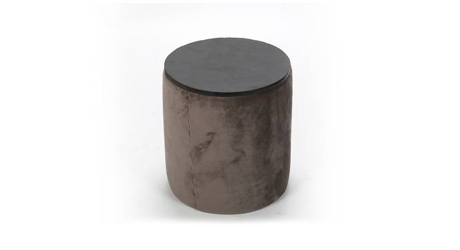Wayne Solid Wood Ottoman Pouffee in Taupe Brown Velvet (Brown) by Urban Ladder - Design 1 Side View - 679550