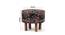 Collio Solid Wood Ottoman Pouffee in Stripe Orange Jackard fabric (Black) by Urban Ladder - Design 1 Dimension - 679599