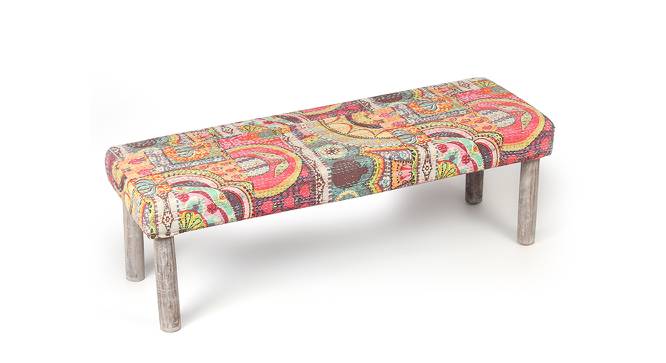 Asteria Solid Wood 2 Seater Bench in Stripe Multi Colour Jackard fabric (Multicoloured) by Urban Ladder - Front View Design 1 - 679617