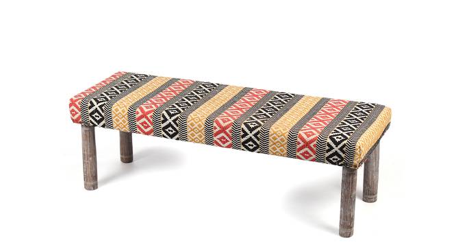 Asteria Solid Wood 2 Seater Bench in Stripe Multi Colour Jackard fabric (Multicoloured) by Urban Ladder - Front View Design 1 - 679619