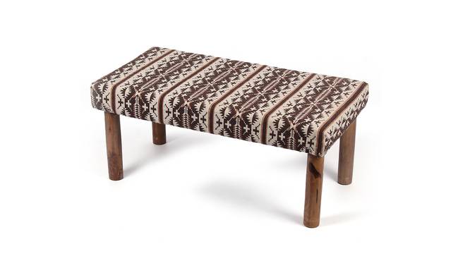 Camilla Solid Wood 2 Seater Bench in Fruit Print Blue Ethnic Kantha fabric (Brown) by Urban Ladder - Front View Design 1 - 679627