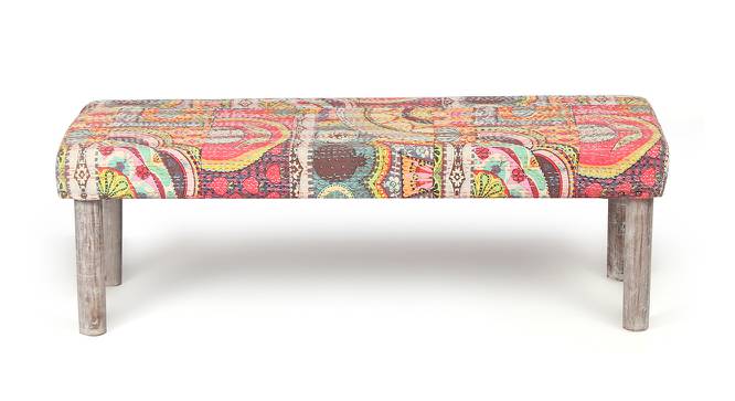 Asteria Solid Wood 2 Seater Bench in Stripe Multi Colour Jackard fabric (Multicoloured) by Urban Ladder - Design 1 Side View - 679634