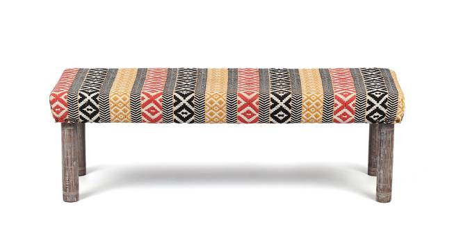 Asteria Solid Wood 2 Seater Bench in Stripe Multi Colour Jackard fabric (Multicoloured) by Urban Ladder - Design 1 Side View - 679636