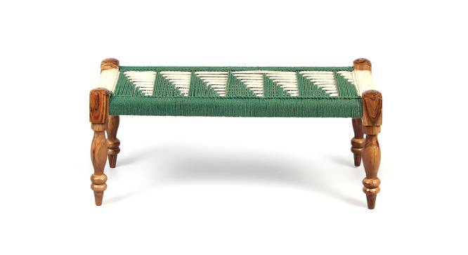Oakville Sheesham Wood 2 Seater Maachi Bench in Assorted Multi-Colour Chindi & Yellow Rope Canning (Green) by Urban Ladder - Design 1 Side View - 679648