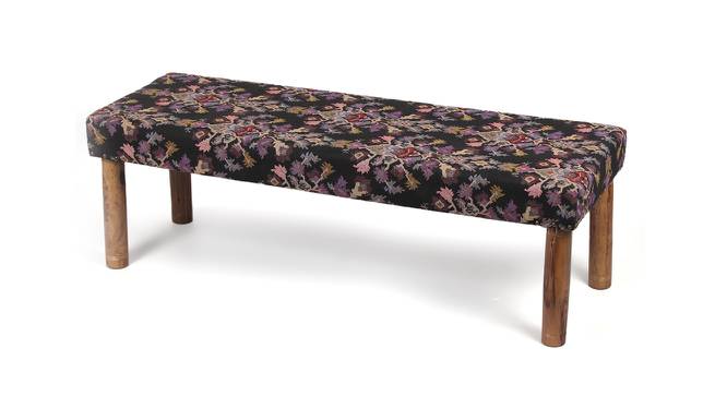 Asteria Solid Wood 2 Seater Bench in Stripe Multi Colour Jackard fabric (Black) by Urban Ladder - Front View Design 1 - 679725