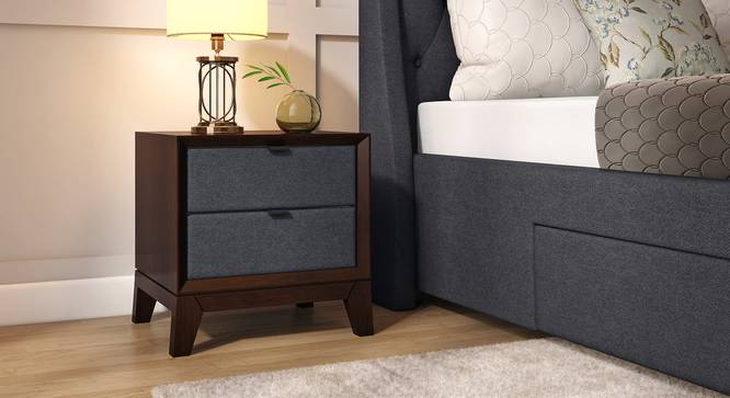 Martino Upholstered Bedside Table (Grey, Dark Walnut Finish) by Urban Ladder - Design 1 Full View - 681327